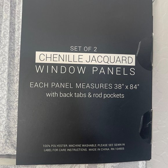 Rachel Zoe Chenille Jacquard Set of 2 Window Panels New Floral Silver/White - Picture 4 of 5